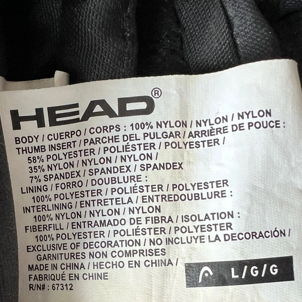 HEAD Junior Unisex Snow Ski Gloves DuPont Sorona insulation heat pocket size L